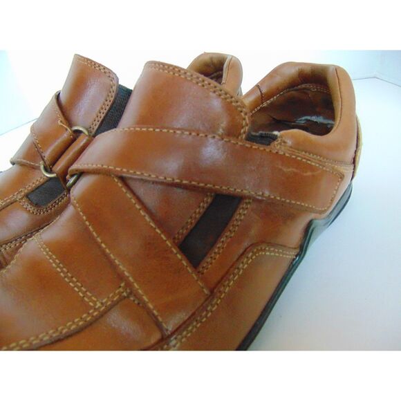 Men's Cole Hahn Slip on brown leather hook & loop closure Size 8M small flaw - Picture 4 of 9